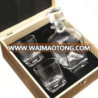 Whiskey  Wine Decanter Set Glass Drink Tumblers Lead-Free Crystal Handmade Wooden Box whiskey bar set