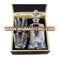 whiskey decanter custom set with wooden box ornate whiskey decanter with stopper  wine glass for gift and party