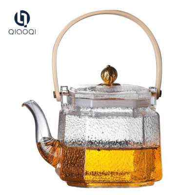 heat-resistant transparent glass tea pot for blooming tea