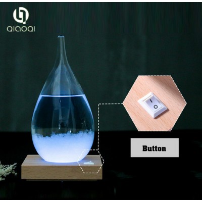 glass barometer bottle Storm glass with LED wooden base