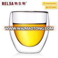 RELEA High Transparent mouthblown borosilicate double wall glass tea cups manufacture